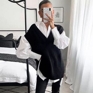 Knitted Oversized Vest Sweater Blogger Favorite